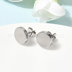 304ステンレススチールスタッドピアス  フラットラウンド  ステンレス鋼色  10mm&nbsp;EJEW-L309-01C-P