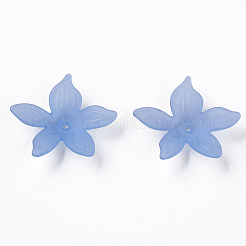 透明なアクリルビーズ  艶消し  花  コーンフラワーブルー  26x27x6mm  穴：1.8mm  約980個/500g&nbsp;MACR-S373-127-D04