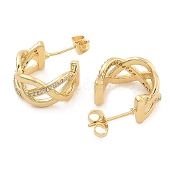 Brass Pave Clear Cubic Zirconia Stud Earrings&nbsp;EJEW-U005-05G