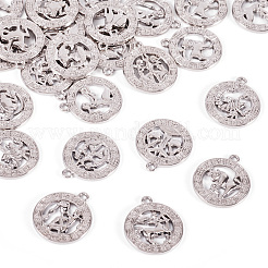 亜鉛合金ジュエリーペンダントアクセサリー  十二星座シリーズ  プラチナ  23x20mm  穴：2mm  2セット /箱&nbsp;FIND-FW0001-03B
