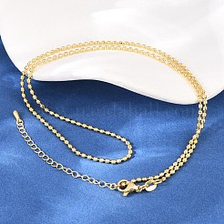 2mm真鍮ボールチェーンネックレス（男女兼用）  18KGP本金メッキ  17.76インチ（45.1cm）&nbsp;X-NJEW-L012-04G