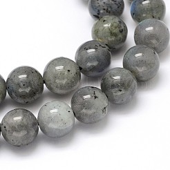 天然石ラブラドライトラウンドビーズ連売り  8mm  穴：1mm  約55個/連  16インチ&nbsp;G-O087-04-8mm