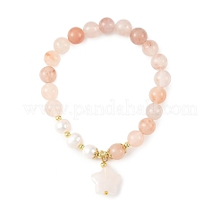 Natural Peach Blossom Pink Persian Jade & Natural Cultured Freshwater Pearl Beads Stretch Bracelets for Women&nbsp;BJEW-JB14193