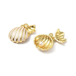Brass Enamel Pearl Pendants&nbsp;KK-G533-16G-01