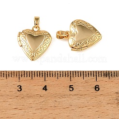 Floral Embossed Brass Locket Pendants&nbsp;KK-CBA7157-06G