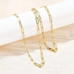 304ステンレススチールペーパークリップチェーンネックレス  イオンプレーティング（ip）  ゴールドカラー  29.92インチ（76cm）&nbsp;NJEW-H072-01G