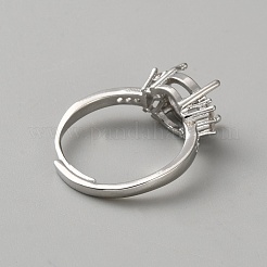 調節可能な真鍮とラインストーンの指輪部品  プロングリングのセッティング  ラウンド  プラチナ  トレイ：8mm  内径：17mm  ラウンド：8x12.5mm&nbsp;KK-WH0044-211A