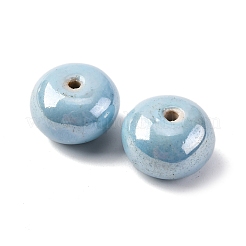 手作り樹脂粘土ビーズ  ロンデル  アクア  14x10.5mm  穴：1.5mm&nbsp;PORC-K005-02B-06