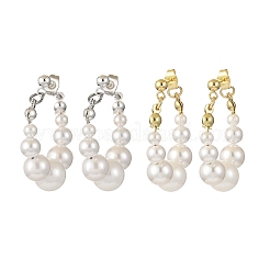 2 Pairs 2 Colors Shell Pearl Beaded Dangle Stud Earrings&nbsp;EJEW-JE06362