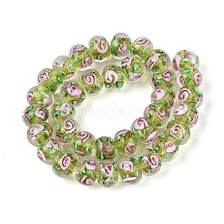 Handmade Lampwork Inner Flower Rondelle Beads Strands&nbsp;LAMP-T022-24H