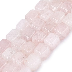 天然石ローズクォーツビーズ連売り  直方体の  10~12x9~10x9~10mm  穴：0.6~0.9mm  約32~36個/連  14.37~16.34（36.5~41.5センチメートル）&nbsp;G-Q608-10O