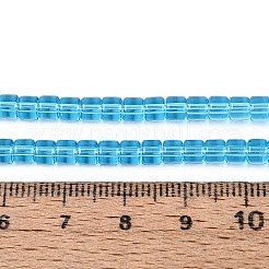 透明ガラスビーズ連売り  コラム  ディープスカイブルー  3.5x4~4.5mm  穴：0.7~0.9mm  約102~108個/連  14.17~14.96インチ（36~38cm）&nbsp;GLAA-N065-4x4mm-A05