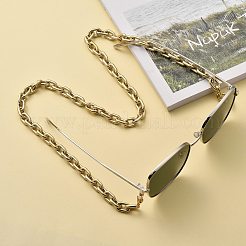 眼鏡チェーン  眼鏡用ネックストラップ  スプレー塗装されたccbプラスチックアズキチェーン付き  304ステンレススチールのロブスタークロウ留め具とゴムループエンド  ゴールド  27.95~28.35インチ（71~72cm）&nbsp;AJEW-EH00202-01