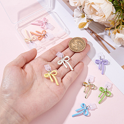 9 個のプラスチックモバイル防塵プラグ  合金ペンダント付き  蝶結び  ミックスカラー  38mm&nbsp;HJEW-HY00131