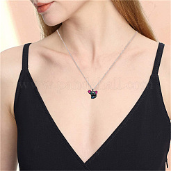 Alloy Deep Pink Enamel Animal Axolotl Pendant Necklaces for Women&nbsp;FS-WGED7AD-01