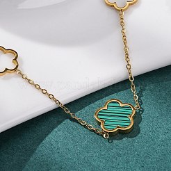 イオンプレーティング（IP）304ステンレススチール＆プラスチックフラワーペンダントネックレス（女性用）  18KGP本金メッキ  グリーン  16.61インチ（42.2cm）&nbsp;NJEW-P320-02G-04
