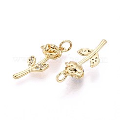 Brass Micro Pave Cubic Zirconia Pendants&nbsp;KK-T071-123G