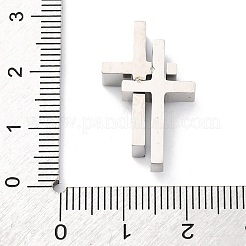 304ステンレスペンダント  クリアキュービックジルコニア  クロスチャーム  ステンレス鋼色  25x15x5.5mm  穴：2.2mm&nbsp;STAS-L286-19P