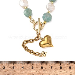 Natural Amazonite & Keshi Pearl Coin Beaded Necklaces for Women&nbsp;NJEW-JN06666