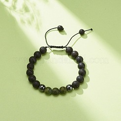 Natural TaiWan Jade & Lava Rock & Synthetic Hematite Round Braided Bead Bracelet&nbsp;BJEW-JB08387-05