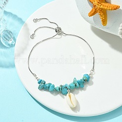 Natural Shell Charms Slider Bracelet&nbsp;BJEW-TA00365-02