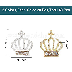 40Pcs 2 Colors Alloy Rhinestone Cabochons&nbsp;MRMJ-GO0002-05