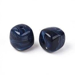 不透明なアクリルビーズ  正方形  マリンブルー  17x16x16mm  穴：2.7mm&nbsp;OACR-ZX006-33O