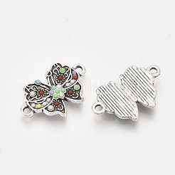合金リンクコネクター  樹脂と  蝶  アンティークシルバー  カラフル  14x22x3mm  穴：1.6mm&nbsp;PALLOY-S118-47