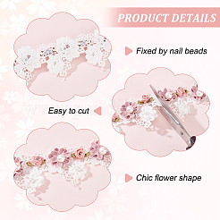 刺繡ポリエステルレーストリム  プラスチック製の模造パールビーズ付き  3 Dの花  カラフル  20~58x11mm  約2ヤード/ロール&nbsp;DIY-WH0292-80