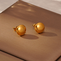 Simple 304 Stainless Steel Geometric Flat Round Stud Earrings&nbsp;MY6904