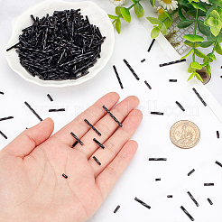 1390個、7種類のスタイル、不透明色のガラスツイストビューグルビーズ  丸い穴  ブラック  4.5~26x2mm  穴：0.6~1mm&nbsp;GLAA-PH0002-68