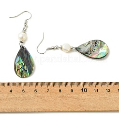 Natural Abalone Shell/Paua Shell Dangle Earrings&nbsp;EJEW-JE07434-02