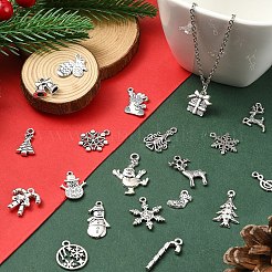 100pcs20スタイルチベットスタイルアロイペンダント  クリスマステーマ  混合図形  アンティークシルバー  14.5~23x15~17.5x1.5~2mm  穴：1.2~2.5mm  5個/スタイル  5個/スタイル&nbsp;FIND-YW0005-44
