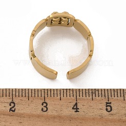 スクエア 304 ステンレススチール オープン カフ リング 女性用 男性用  イオンプレーティング（ip）  ゴールドカラー  8.5mm  調整可能&nbsp;RJEW-A052-06G