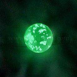 暗闇で光る蓄光ガラスグローブペンダント  ラウンドチャーム  スミレ  21x16mm&nbsp;LUMI-PW0004-007D