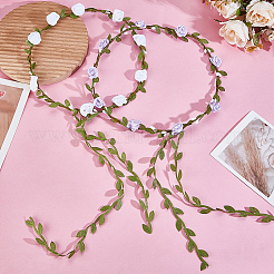 2Pcs 2 Colors Polyester Artificial Rose Garland Headbands Hair Vine&nbsp;AJEW-CP0008-26D