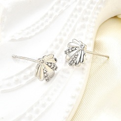 Brass Micro Pave Clear Cubic Zirconia Stud Earrings&nbsp;EJEW-M103-08P