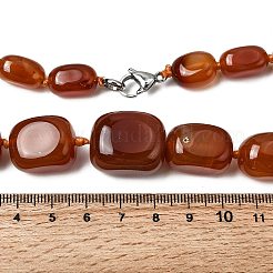染色された天然の赤瑪瑙の立方体グラデーションビーズネックレス（合金留め具付き）  プラチナ  20.08インチ（51cm）&nbsp;NJEW-C113-01C