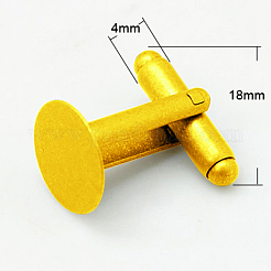 真鍮製カフボタン  アパレルアクセサリのカフスボタンパーツ  ニッケルフリー  ゴールドカラー  24x12mm&nbsp;KK-E106-G-NF