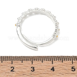 女性用真鍮カフオープンリング  花  銀  4mm  内径：18mm&nbsp;KK-CBA7878-01S