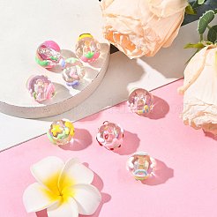 10個 10スタイル DIY 手作り透明アクリルエナメルビーズ  手描きのビーズ  ラウンド  ミックスカラー  18x15mm  穴：2.5~3mm  1個/スタイル&nbsp;MACR-FS0002-41