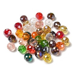 ファセットロンデルabカラーメッキ透明ガラスビーズ  ミックスカラー  10x7mm  穴：1mm&nbsp;GLAA-R152-10mm-M2