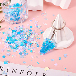 プラスチックスパンコールビーズ 100g  縫製工芸品の装飾  ライトブルー  6x6mm&nbsp;PVC-TA0001-04B