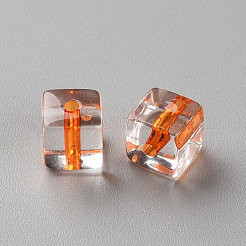 透明なアクリルビーズ  キューブ  ミックスカラー  8x7.5x7.5mm  穴：1.8mm&nbsp;X-TACR-S154-12A