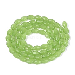 ジェイド風ガラスビーズ連売り  ライス  多面カット  薄緑  8~9x5~6mm  穴：0.9~1mm  約67~68個/連  22.83~23.62インチ（58~60cm）&nbsp;GLAA-N071-01A-B03