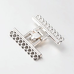 1連売り合金と真鍮製の留め金  9穴  プラチナ  18mm  穴：24x29x5mm&nbsp;PALLOY-N0112-04P