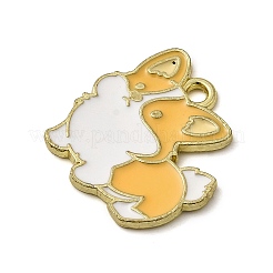 ゴールデン合金エナメルペンダントメッキ  動物チャーム  犬  19.5x19x1.5mm  穴：1.8mm&nbsp;LS-ENAM-L049-01G-02