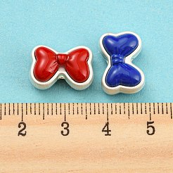 合金エナメルビーズ  マットシルバーカラー  蝶結び  ミックスカラー  10.5x15x7.5mm  穴：1.8mm&nbsp;FIND-G062-25MS