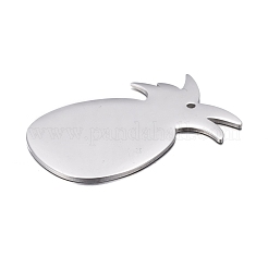 変色しない304ステンレススチールペンダント  空白タグのスタンプ  パイナップル  ステンレス鋼色  34x21x1mm  穴：1.2mm&nbsp;STAS-F254-04B-P