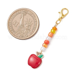 5Pcs 5 Styles Thanksgiving Day Alloy Enamel & Glass Seed Leaf Pumpkin Corn Pendant Decorations&nbsp;HJEW-JM04316